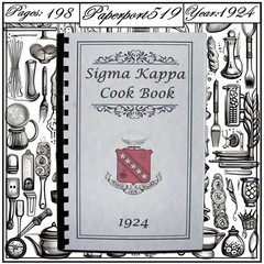 1924 Sigma Kappa Vintage Cookbook (Iota Chapter) 198 Pages
