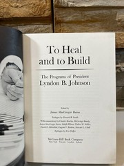 To Heal and to Build By James MacGregor Burns 1968 History First Edition HCDJ