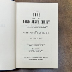Life of the Lord Jesus Christ 4 Vol Set 1958 Zondervan John Peter Lange Theology
