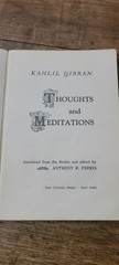 Thoughts and Meditations By Kahlil Gibran Soft Cover 1967