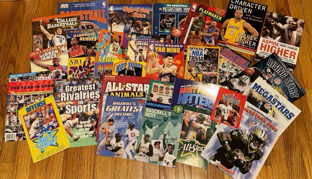 VINTAGE SPORTS BOOKS LOT OF 30 – Basketball Baseball Football 1980s 1990s 2000s