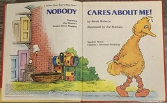 CTW Sesame Street 1st Vtg HC Ed. Nobody Cares About Me! Sarah Roberts 1982 GOOD!