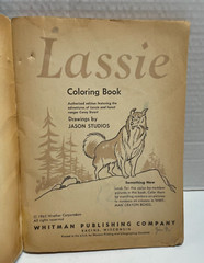 Vintage LASSIE 128-Page Coloring Book 9 Pages Colored Whitman #1134 1965