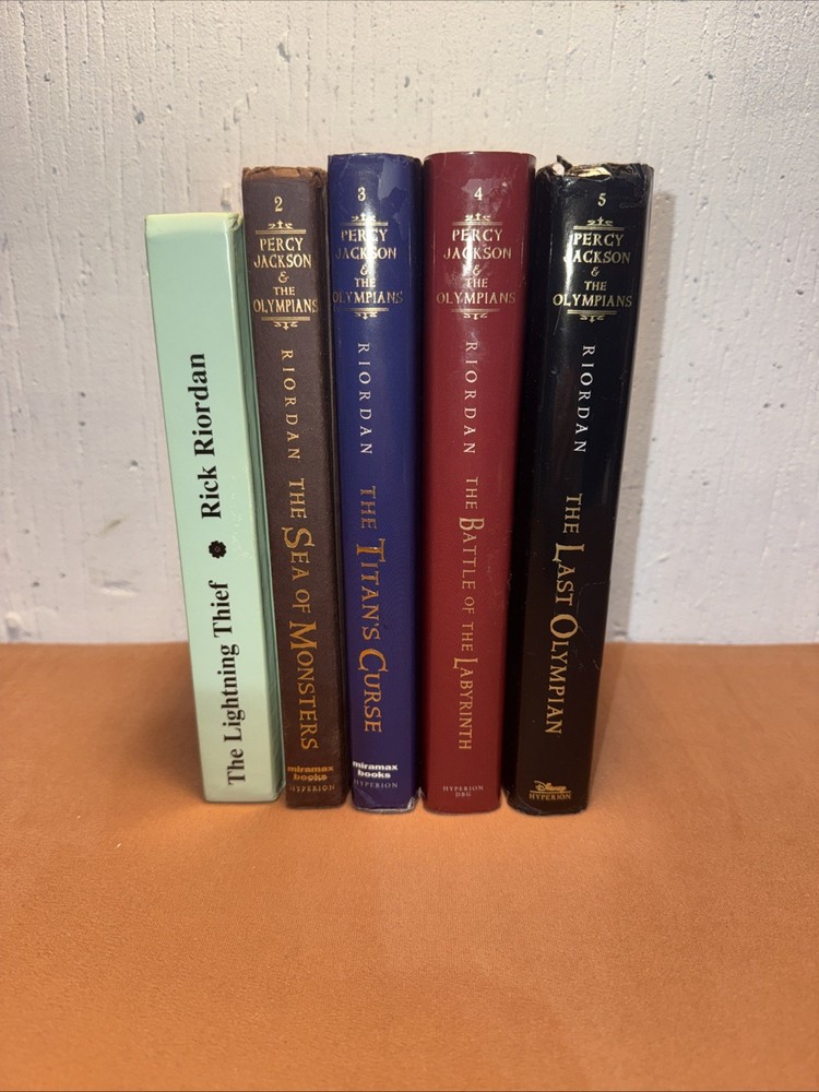 Lot Of 5 Books : Percy Jackson and the Olympians HCDJ Complete Set Rick Riordan