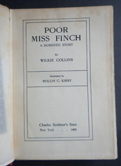 POOR MISS FINCH 1908 Scribners hardcover by WILKIE COLLINS 552 pages 1st ed thus