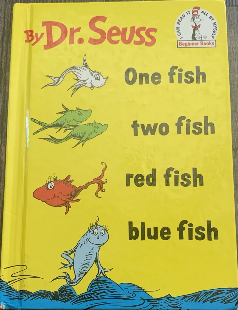 One Fish Two Fish Red Fish Blue Fish By Dr. Seuss Grolier Book Club Edition GOOD