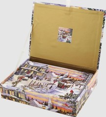 PETER PAUPER PRESS Village Sleigh Ride 17.78 cm x 12.7 cm, Gold and White