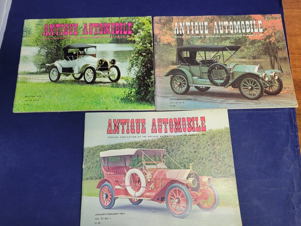 Lot of 3 Vintage Antique Automobile AACA Magazine Books 1972 1973 Car Literature