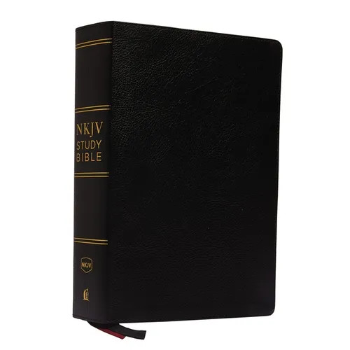 NKJV Study Bible, Premium Bonded Leather, Black, Red Letter Edition, Comfort