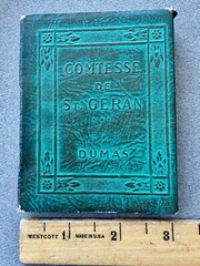 Antique Green Little Leather Small Book Comtesse De Geran Dumas NY