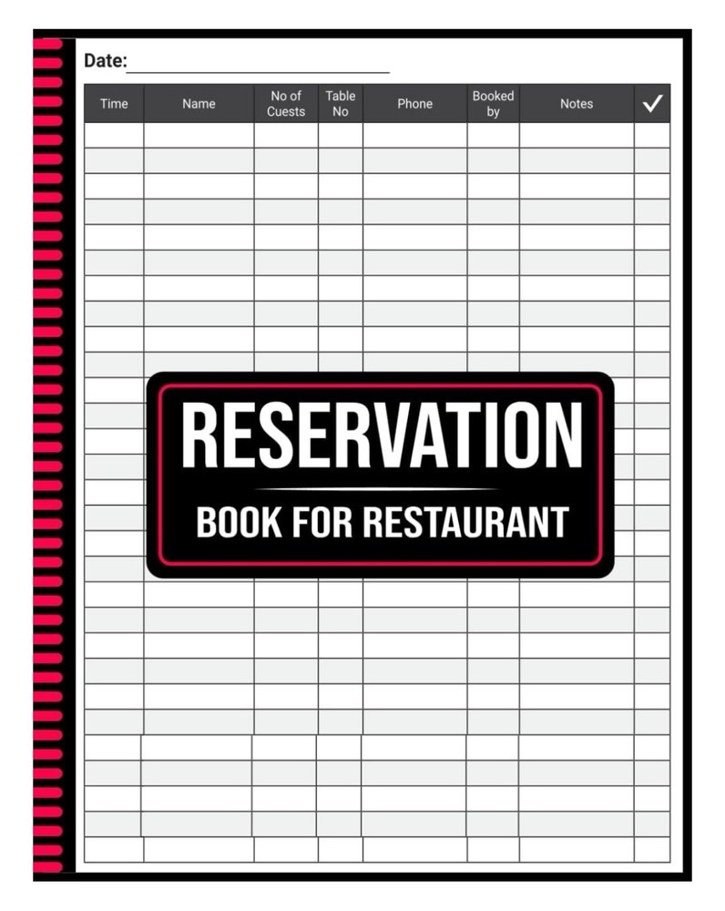 Reservation Book For Restaurant: 365 Day Guest Booking Diary, Full Yr 110 Pages