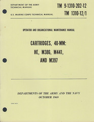 Historical book for Cartridges, 40-MM: HE, M386, M441, M397