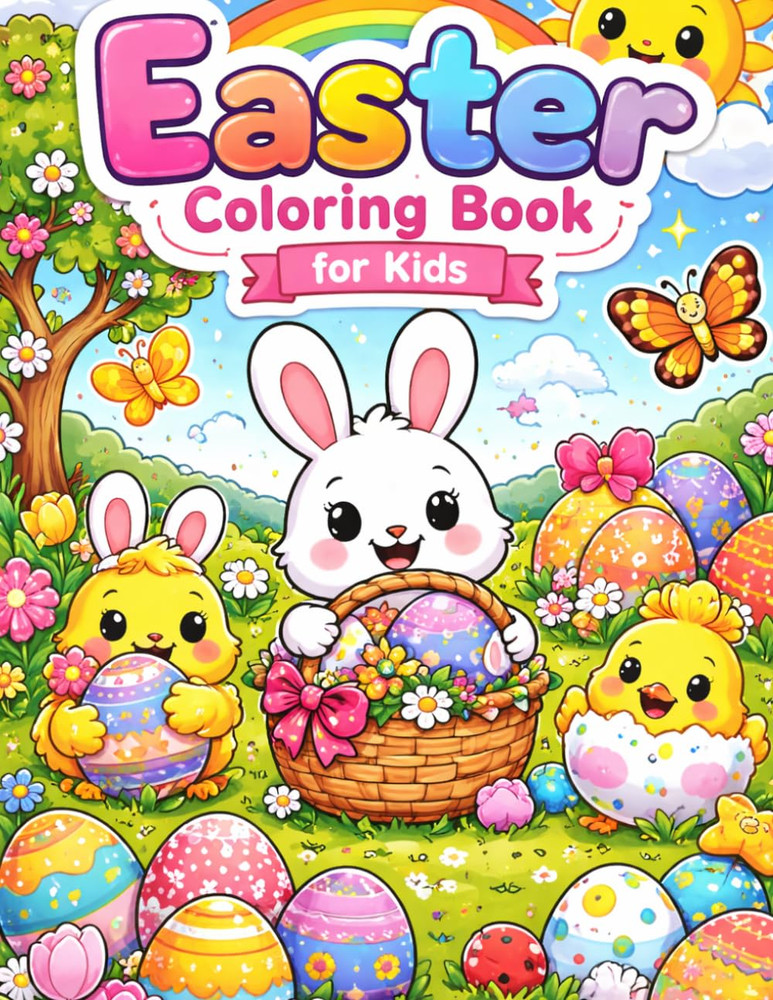 Easter Coloring Book for Kids Cute Bunny Chick Egg 26 Pages