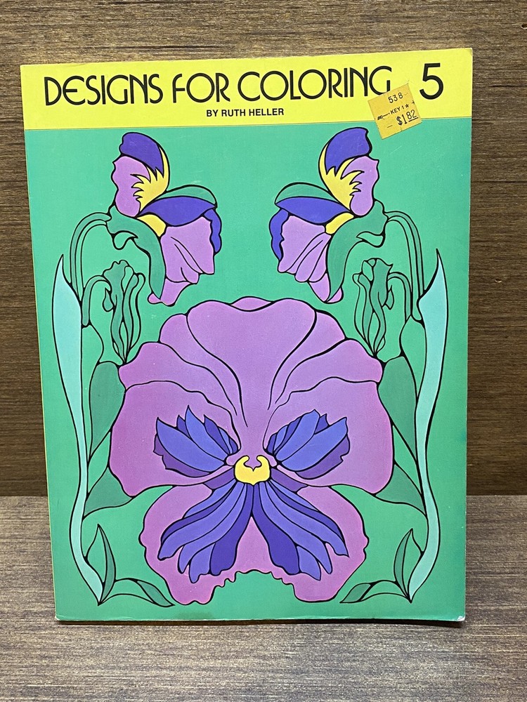 1978 Vintage Ruth Heller DESIGNS FOR COLORING 5 Book NEW Unused All Clean Pages