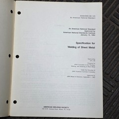 AWS D9.1 Specification for Welding of Sheet Metal 1984 ANSI/AWS D9.1-84