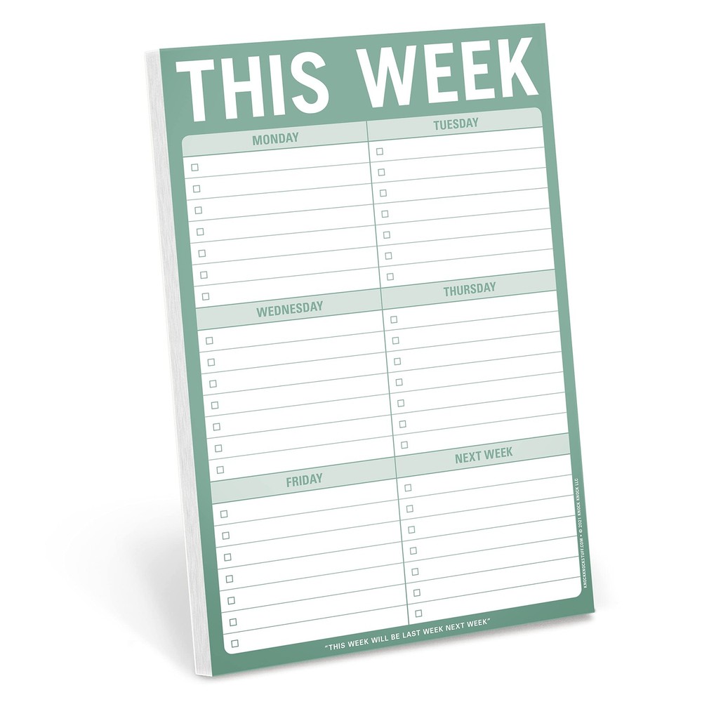 1Count This Week Pads, To Do List Notepads, 6 x 9inches each Sage Green