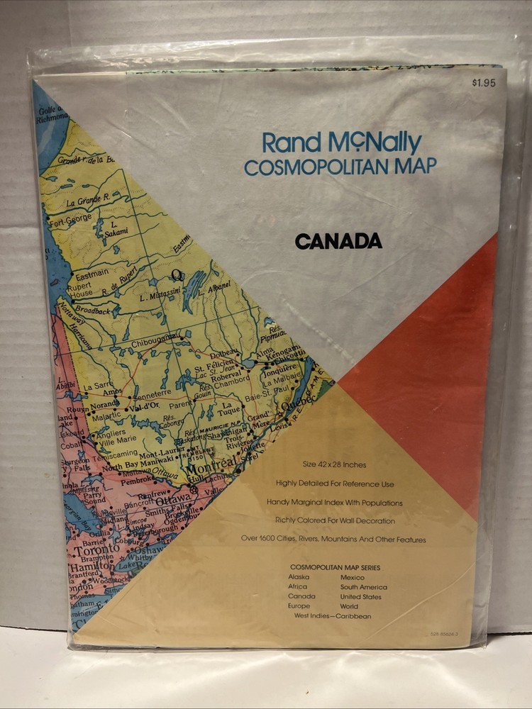 Vintage Rand McNally Canada Cosmopolitan series wall map 42 X 28 New