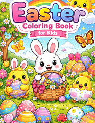 Easter Coloring Book for Kids Cute Bunny Chick Egg 26 Pages