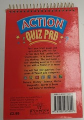 Action Quiz Pad 8-10 Years Spiral Bound 400 Questions 7 Categories Illustrated