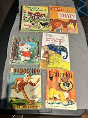 VINTAGE 6 BOOK BUNDLE LOT Mid Century 1930s-1960s Pinocchio Little Golden Wonder