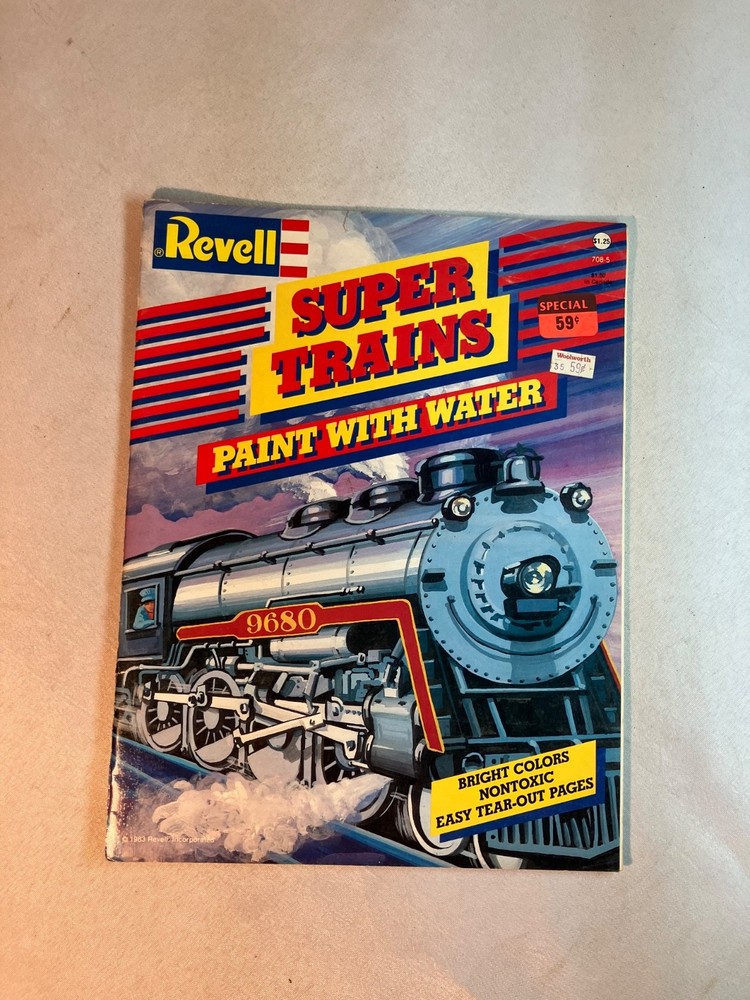1983 Revell Paint With Water Coloring Book Super Trains Unused