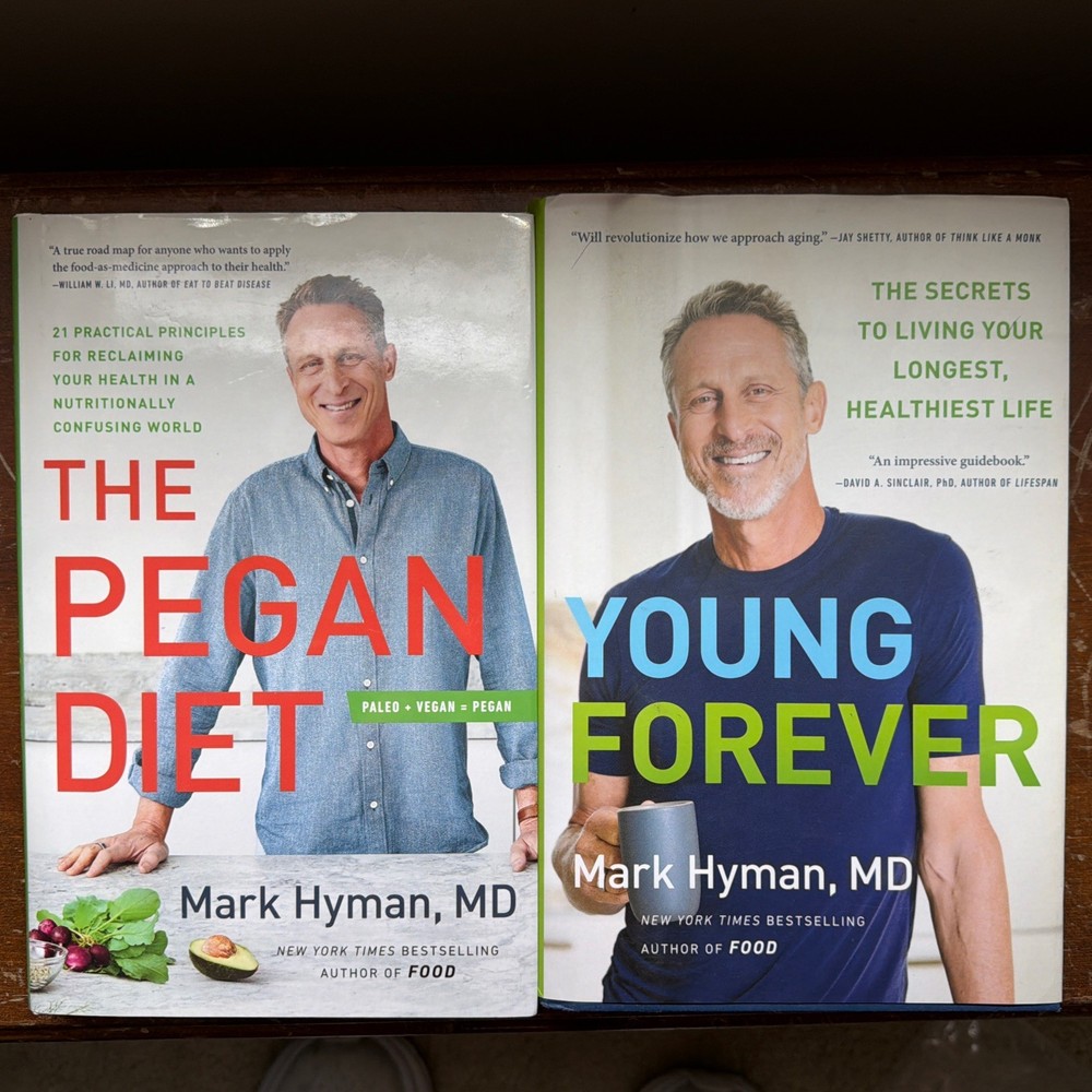 Lot 2 Mark Hyman HC Books The Pegan Diet Young Forever Health & Longevity Set