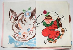 Vintage Rare Handmade Linen Childs Printed 14 Pages Picture Book 8 x 9
