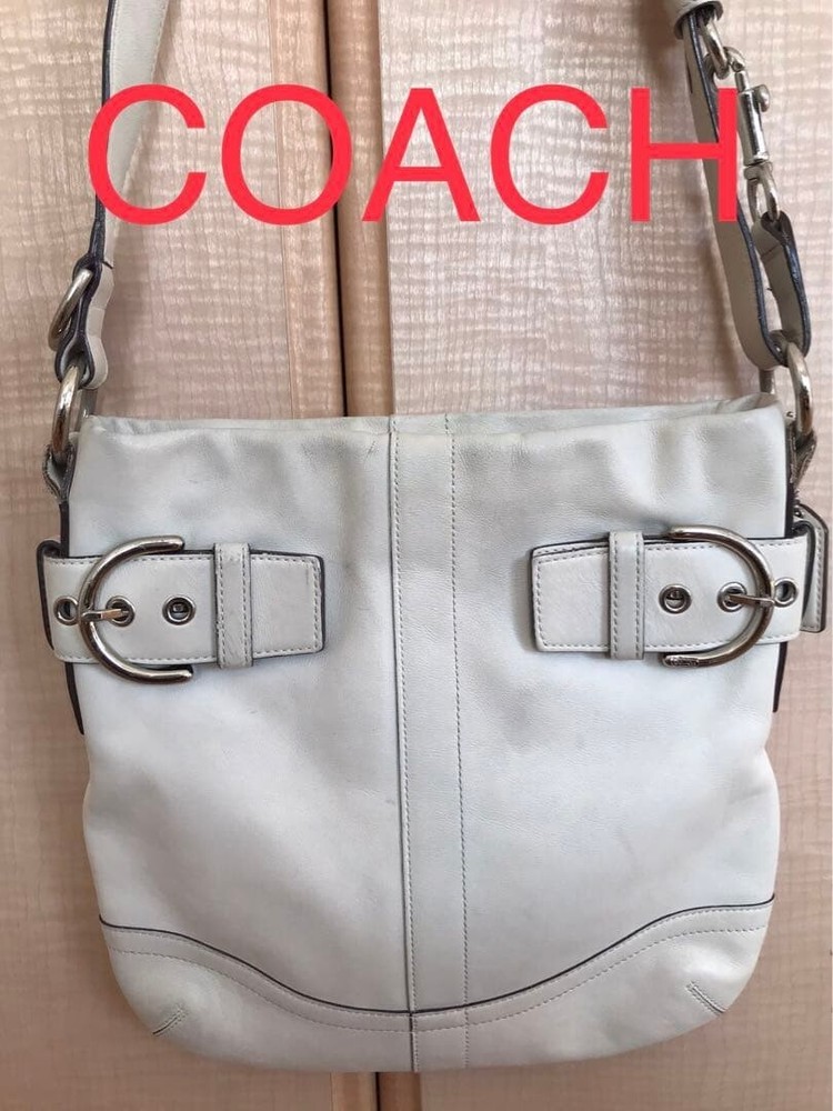 Coach White Shoulder Bag Ladies Handbag 10.6×10.2×1.6 in Authentic