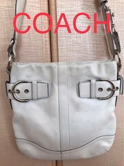 Coach White Shoulder Bag Ladies Handbag 10.6×10.2×1.6 in Authentic