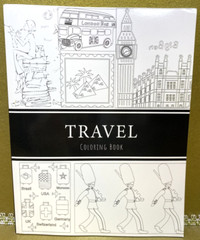 Adult Travel Coloring Book 100 pages, 47 Coloring pages, Inspirational Quotes