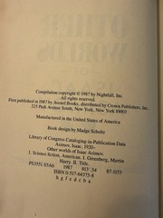 Other Worlds of Isaac Asimov Edited by GREENBERG, Martin H, 1987