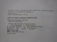 Black’s Law Dictionary Fifth Edition with Pronunciations 1979 Hardcover West Pub