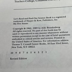 My Five Senses Let’s-Read-And-Find-Out Science Aliki HC 1989 Book Club Edition