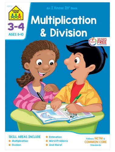 School Zone – Multiplication and Division Workbook – Ages 8 to 10, 3rd Grade, 4t