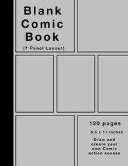Blank Comic Book: 120 pages, 7 panel, Silver cover, Large (8.5 x 11) inch – GOOD