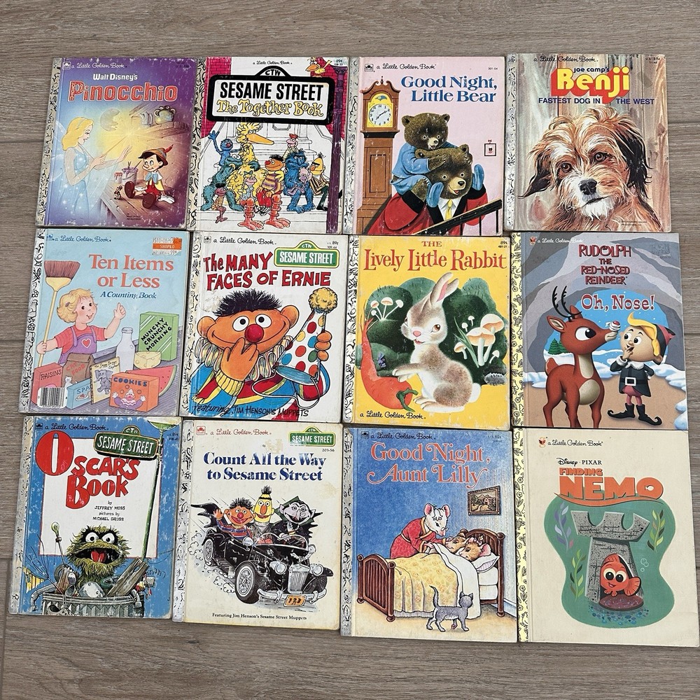 Vintage Little Golden Books Mixed Lot 12 Classics 1940s-70s Disney Sesame Street