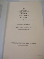Social Relations in Our Southern States by Daniel Hundley, 1979