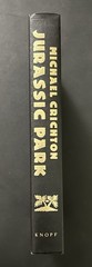 ‘Jurassic Park’ Michael Crichton 1990 Knopf 1st Ed HC w/dust jacket used GD