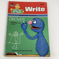 Sesame Street Get Ready Write Workbook Grover Intro To Writing Preschool Vintage