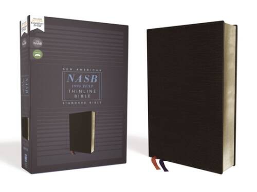 NASB, Thinline Bible, Bonded Leather, Black, Red Letter Edition, 199 – VERY GOOD