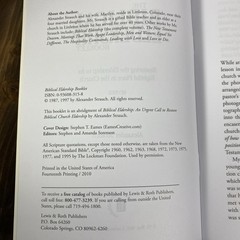 Biblical Eldership Booklet: Restoring The Eldership..Alexander Strauch 1997