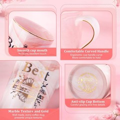 Thoughtful Mother-in-Law Gift: 14oz Pink Marble Mug with Elegant Gold Accents