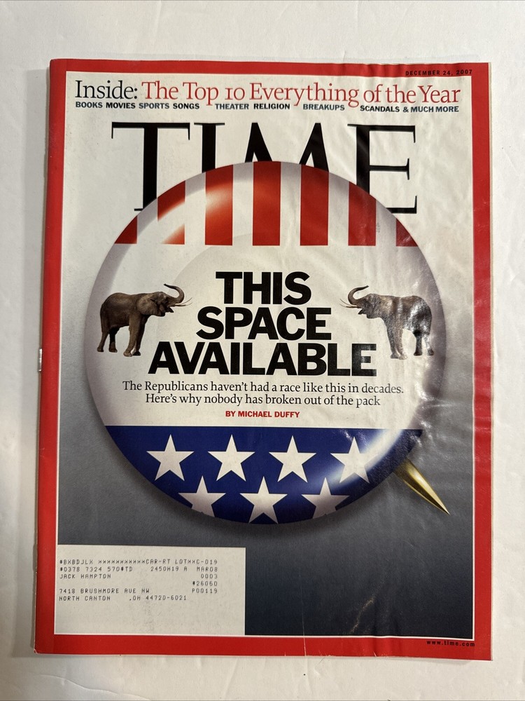 Time Magazine December 24, 2007 This Space Available The Republicans M228