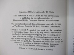 Roger Tory Peterson; FIELD GUIDES, Eastern BUTTERFLIES (1986 H.C. Book) + Ribbon