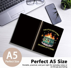 Humorous Dumpster Fire Notebook Journal, 160 Pages, Black Hardcover, 5.5×8.3 Inc