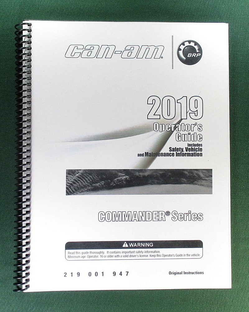 2019 Can-Am Commander 800R Owner’s Manual: 171 Pages & Protective Covers