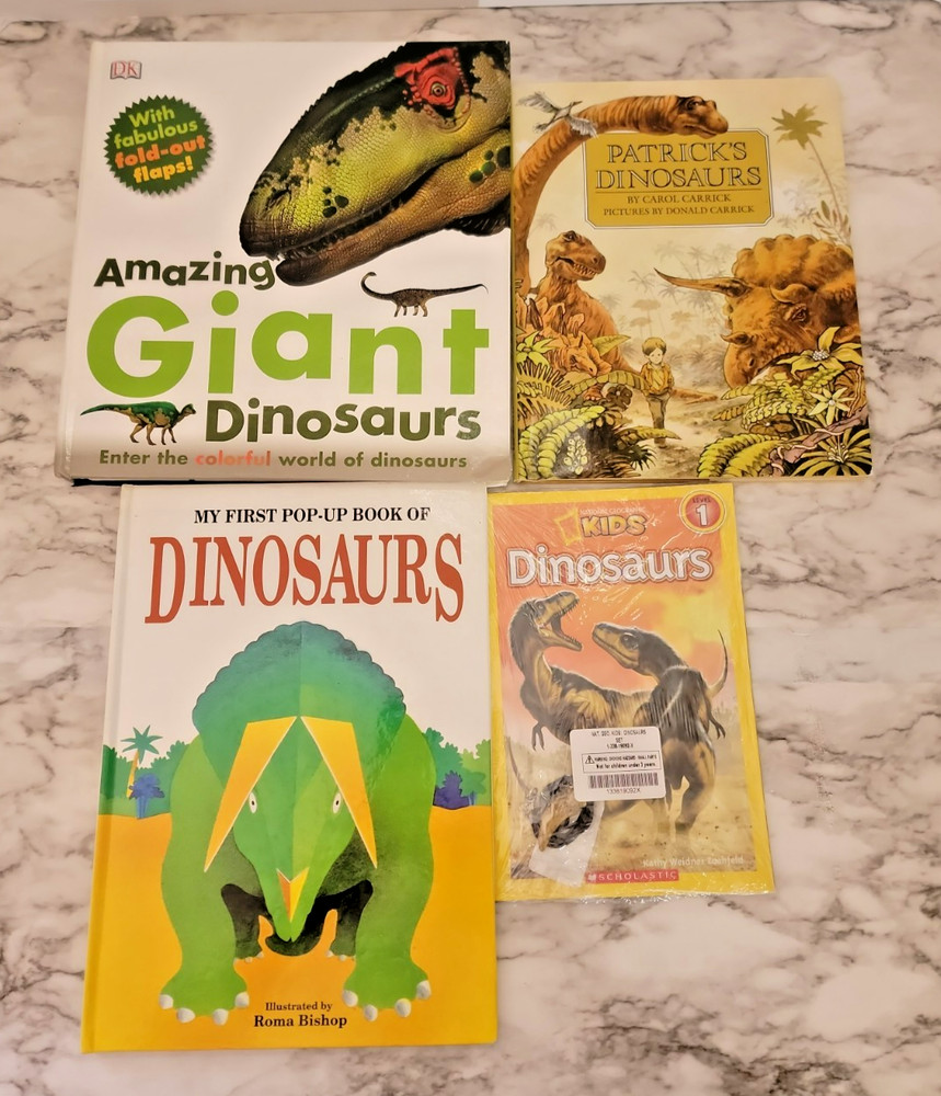 Lot of 4 Dinosaurs Children’s Books~Amazing Giant/Pop up/Patricks~Dinosaur Tooth