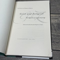 Geist and Zeitgeist Hermann Broch 2003 First Printing Philosophy Essays HCDJ
