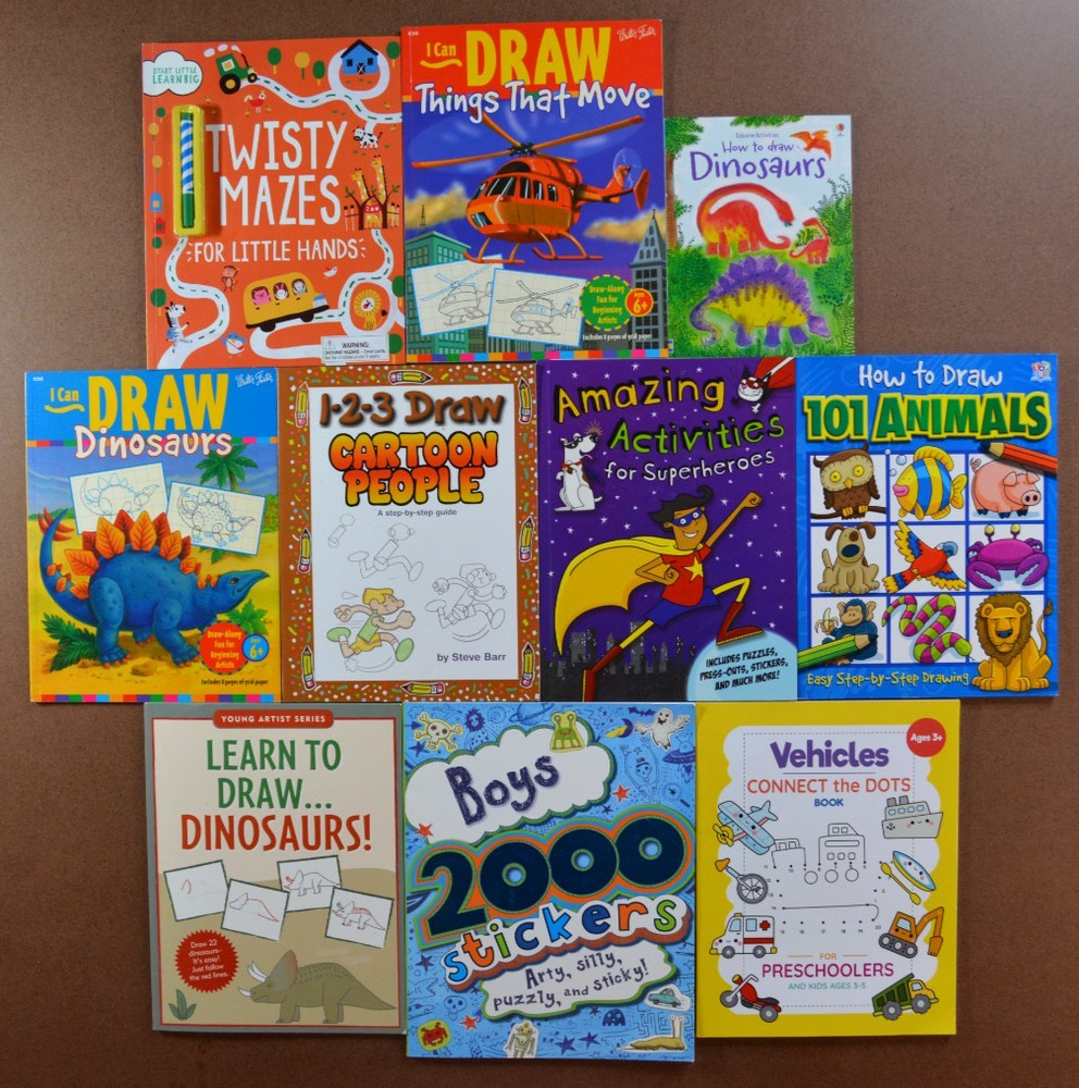 Lot of 10 Art and Drawing Books I Can Draw Doodling Animals Dinosaurs Cartoon D6