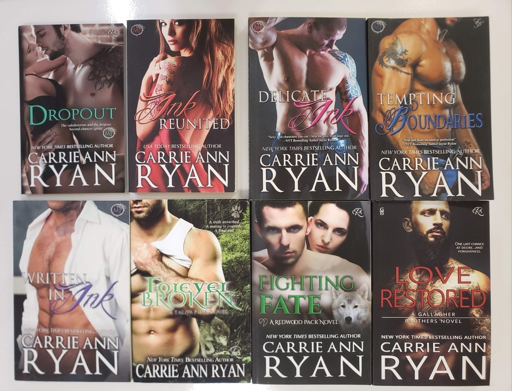 Carrie Ann Ryan Lot of 8 Various Titles Contemporary Romance Paranormal Ink …
